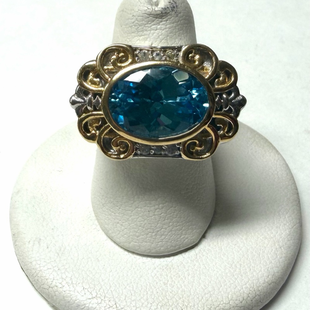 Michael Valitutti NH Gems En Vogue Sterling Silver Two Tone Topaz Ring